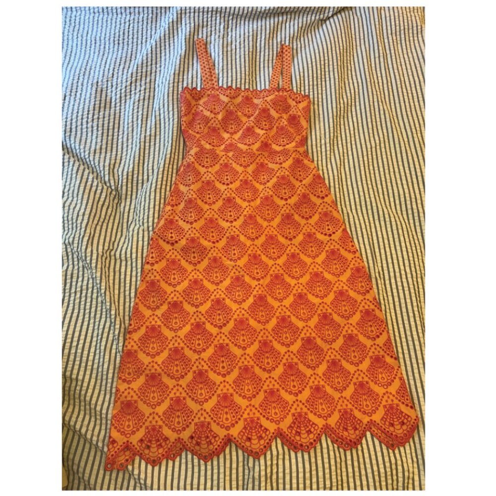 Seashell Eyelet Embroidered Midi Dress